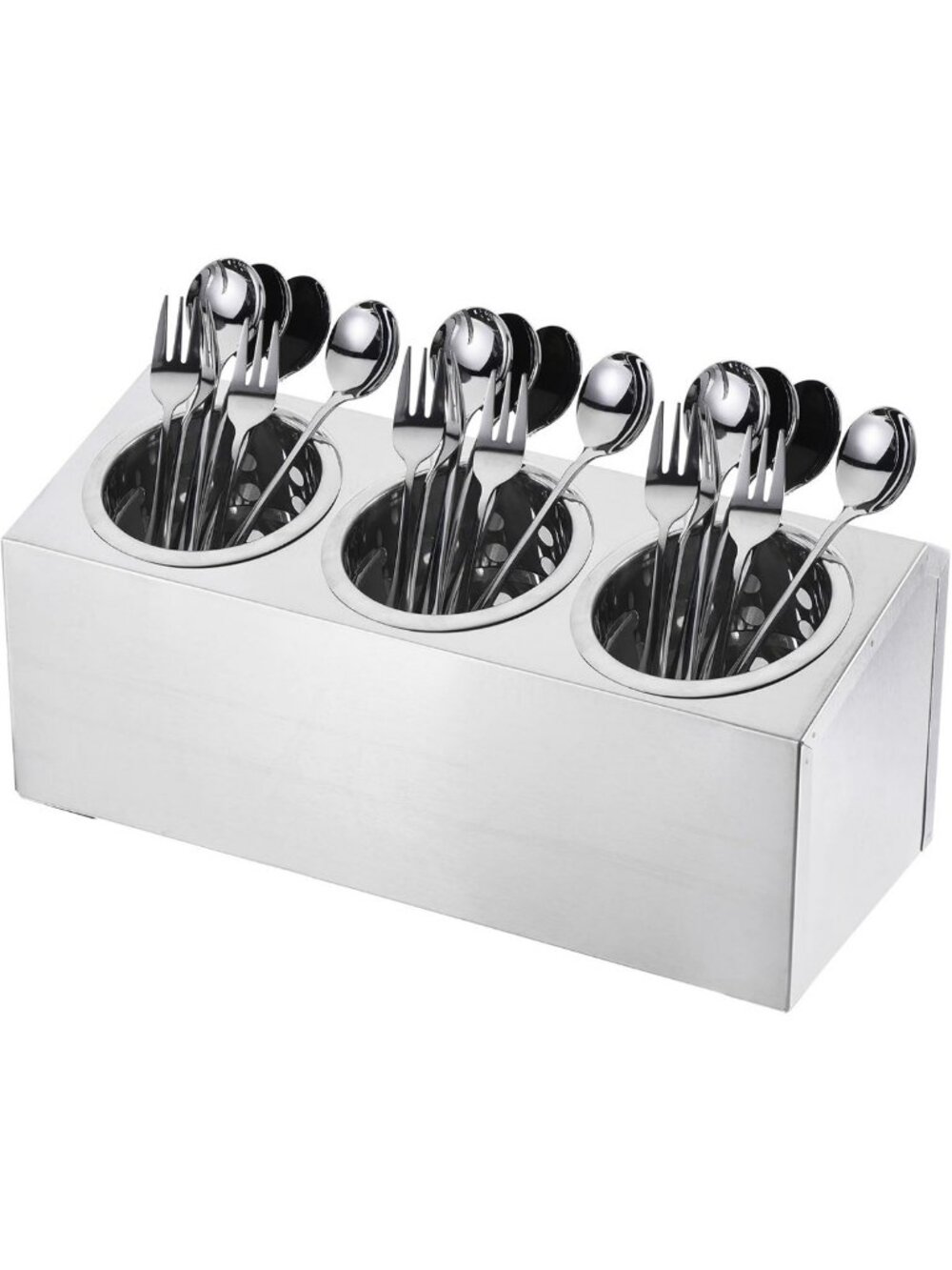 Stainless Steel Utensil Holder with 3 Compartments - Kitchen Caddy & Organizer
